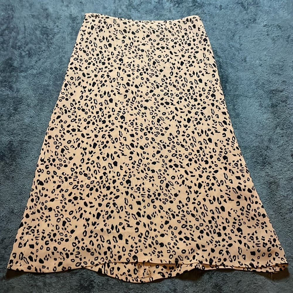 Reformation Brown Leopard Bea Midi Skirt 0P